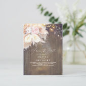 Pampas Grass Floral Rustikales Holz Save the Date Ankündigungspostkarte (Stehend Vorderseite)