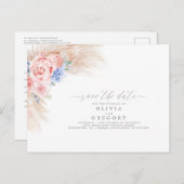 Pampas Grass Floral Save the Date Ankündigungspostkarte (Vorne/Hinten)
