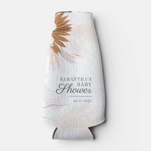 Pampas Grass Floral Script Baby Dusche Flaschenkühler (Vorderseite)