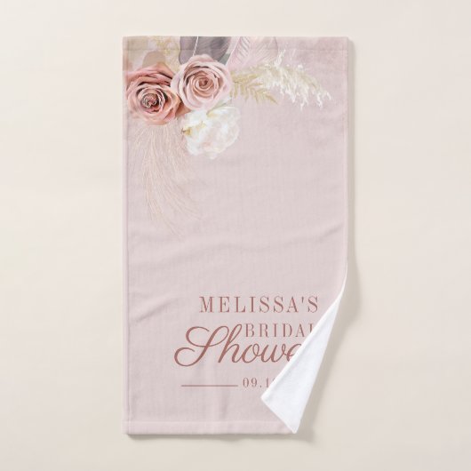 Pampas Grass Floral Script Brautparty Handtuch (Handtuch)