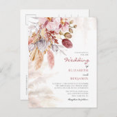 Pampas Grass Floral Tan Terracotta Wedding Einladungspostkarte (Vorne/Hinten)