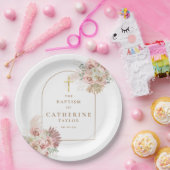 Pampas Grass Floral Taufe Christening Pappteller (Party)