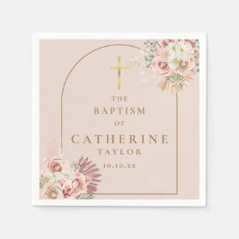 Pampas Grass Floral Taufe Christening Serviette