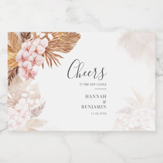 Pampas Grass Floral Terracotta auf dem Monte San G Schaumweinetikett (Einzelnes Label)