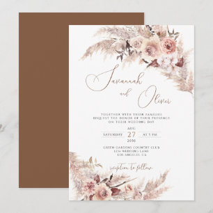 Pampas Grass Floral Terracotta Bohemische Hochzeit Einladung