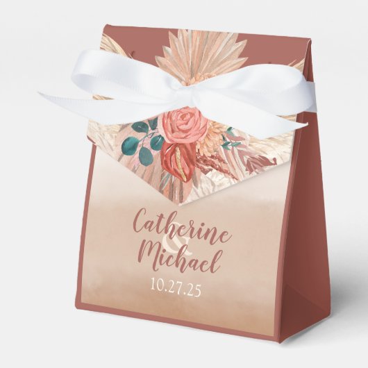Pampas Grass Floral Terracotta Boho Chic Wedding Geschenkschachtel (Vorderseite)