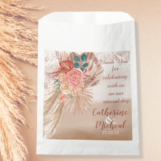 Pampas Grass Floral Terracotta Boho Chic Wedding Geschenktütchen