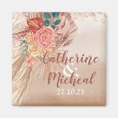 Pampas Grass Floral Terracotta Boho Chic Wedding Magnet (Vorne)