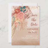 Pampas Grass Floral Terracotta Boho Chic Wedding Save The Date (Vorderseite)