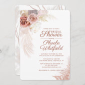 Pampas Grass Floral Terracotta Brautparty Einladung (Vorne/Hinten)