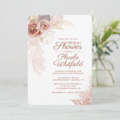 Pampas Grass Floral Terracotta Brautparty Einladung (Stehend Vorderseite)