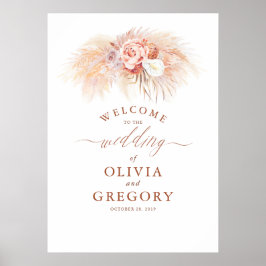 Pampas Grass Floral Terracotta Hochzeit Willkommen Poster