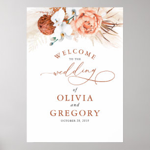 Pampas Grass Floral Terracotta Hochzeit Willkommen Poster