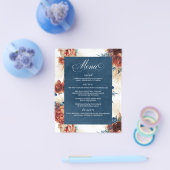 Pampas Grass Floral Terracotta Navy Blue Menü (Einzeln)