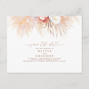 Pampas Grass Floral Terracotta Save the Date Ankündigungspostkarte