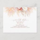 Pampas Grass Floral Terracotta Save the Date Ankündigungspostkarte (Vorderseite)