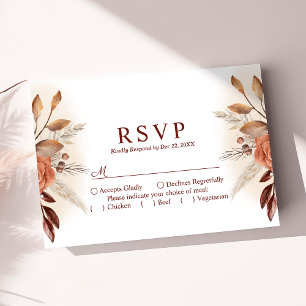 Pampas Grass Floral Terracotta Wedding RSVP Card Karte
