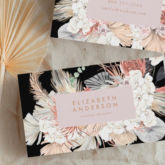 Pampas Grass Floral Tropical Dark Jungle Visitenkarte