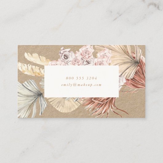 Pampas Grass Floral Tropical Jungle Kraft Visitenkarte (Rückseite)