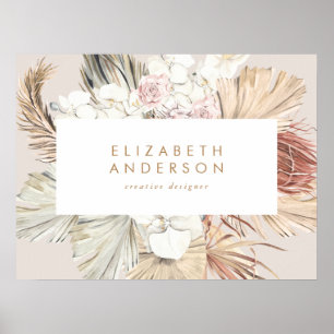 Pampas Grass Floral Tropischer Dschungel Visitenka Poster
