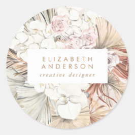 Pampas Grass Floral Tropischer Jungle Runder Aufkleber