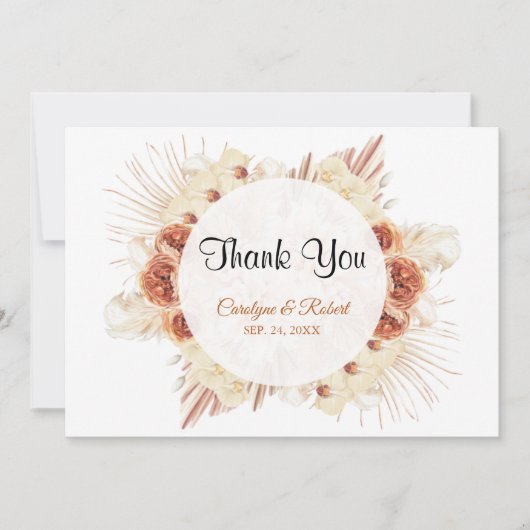 Pampas Grass Floral Wedding Danke Karte (Vorderseite)