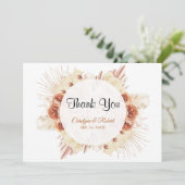 Pampas Grass Floral Wedding Danke Karte (Stehend Vorderseite)