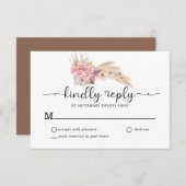 Pampas Grass Floral Wedding RSVP Karte (Vorne/Hinten)