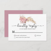 Pampas Grass Floral Wedding RSVP Karte (Vorne/Hinten)