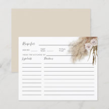 Pampas Grass Foliage Brautparty Rezeptkarte