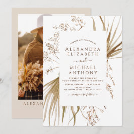 Pampas Grass Foto Bohemisch Boho Wedding Einladung