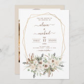 Pampas Grass Foto Boho Eucalyptus Wedding Einladung (Vorne/Hinten)