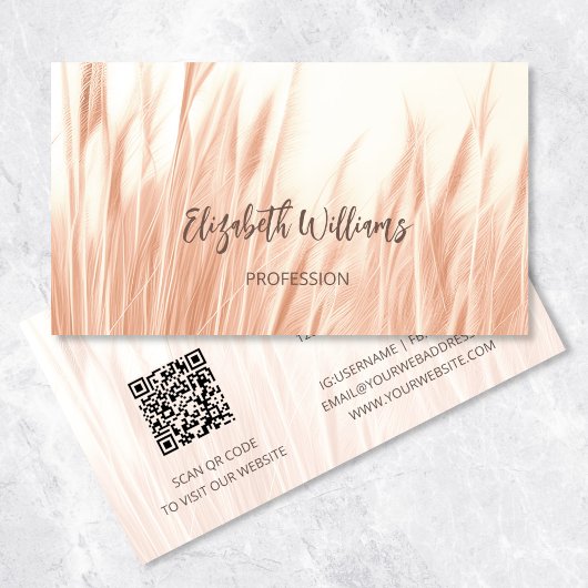 Pampas Grass Foto | QR Code Business Card Visitenkarte