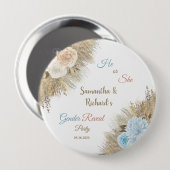 Pampas Grass Gender Reveal Party Er oder sie Button (Vorne & Hinten)