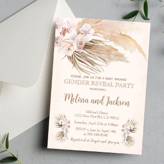 Pampas Grass Gender Reveal Party Invitation Einladung