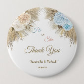 Pampas Grass Gender Reveal Party Vielen Dank Button (Vorderseite)