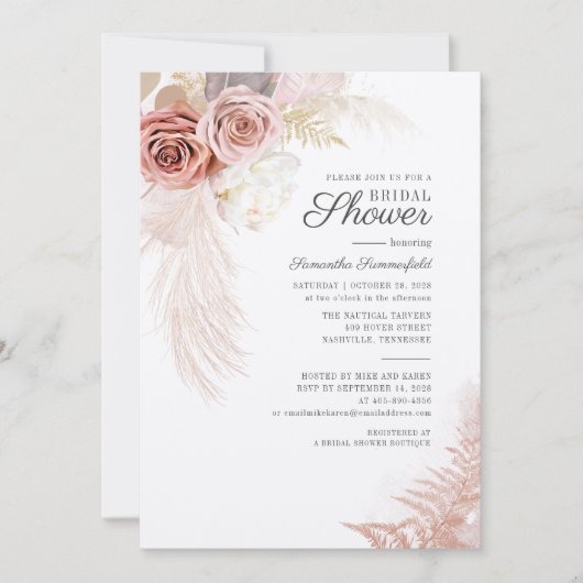 Pampas Grass Getrocknete Blätter Terracotta Brautp (Vorderseite)