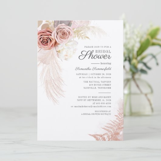 Pampas Grass Getrocknete Blätter Terracotta Brautp (Stehend Vorderseite)