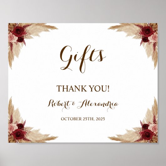 Pampas Grass Gifts Brautparty Wedding Poster (Vorne)
