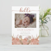 Pampas Grass Girl 4 Foto Collage Birth Ankündigung (Stehend Vorderseite)