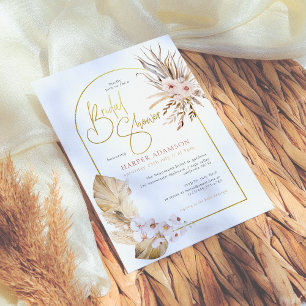 Pampas Grass & Gold Arch Boho Brautparty Einladung