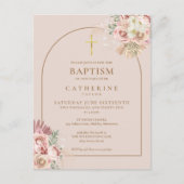 Pampas Grass Gold Arch Foto Taufe Weihnachten Einladungspostkarte (Vorderseite)