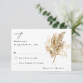 Pampas Grass & Gold Boho no Meal UAWG RSVP Karte (Stehend Vorderseite)