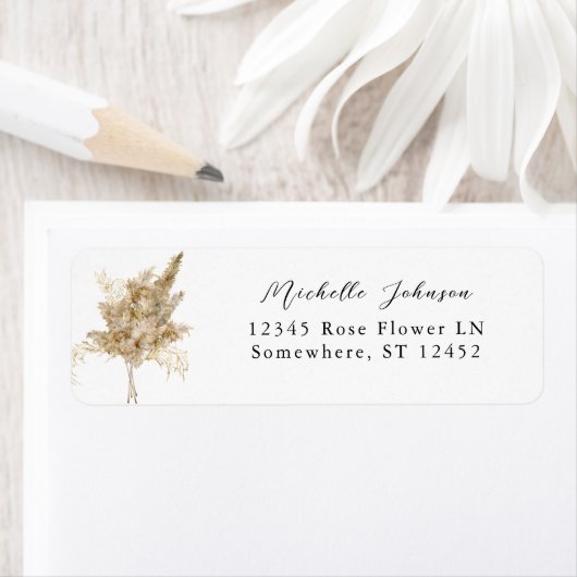 Pampas Grass & Gold Boho Rücksendeadresse (Insitu)