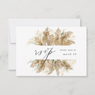 Pampas Grass & Gold Boho w Meal UAWG RSVP Karte