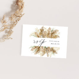 Pampas Grass & Gold Boho w Meal UAWG RSVP Karte
