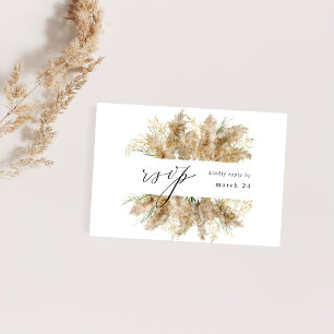 Pampas Grass & Gold Boho w Meal UAWG RSVP Karte