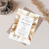 Pampas Grass & Gold Boho Wedding Einladung