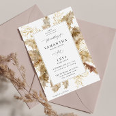 Pampas Grass & Gold Boho Wedding V2 Einladung