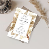 Pampas Grass & Gold Boho Wedding V2 Einladung